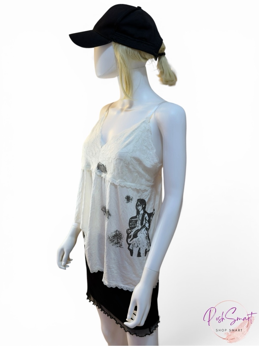 2-Piece Set Lace Cami Top & Black Mini Skirt  | both Size M